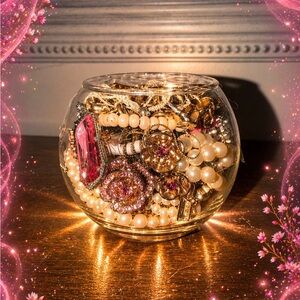 “Bejeweled” Mystery Jewelry Jar with Pink, Pearl and Sparkly Jewelry